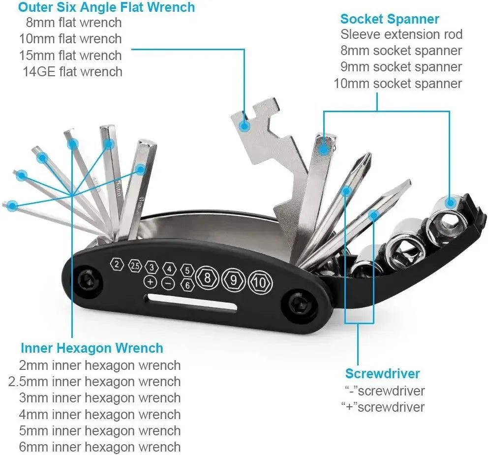 Portable Multi - Tool Repair Set for Road and Mountain Bikes - CougarBikes