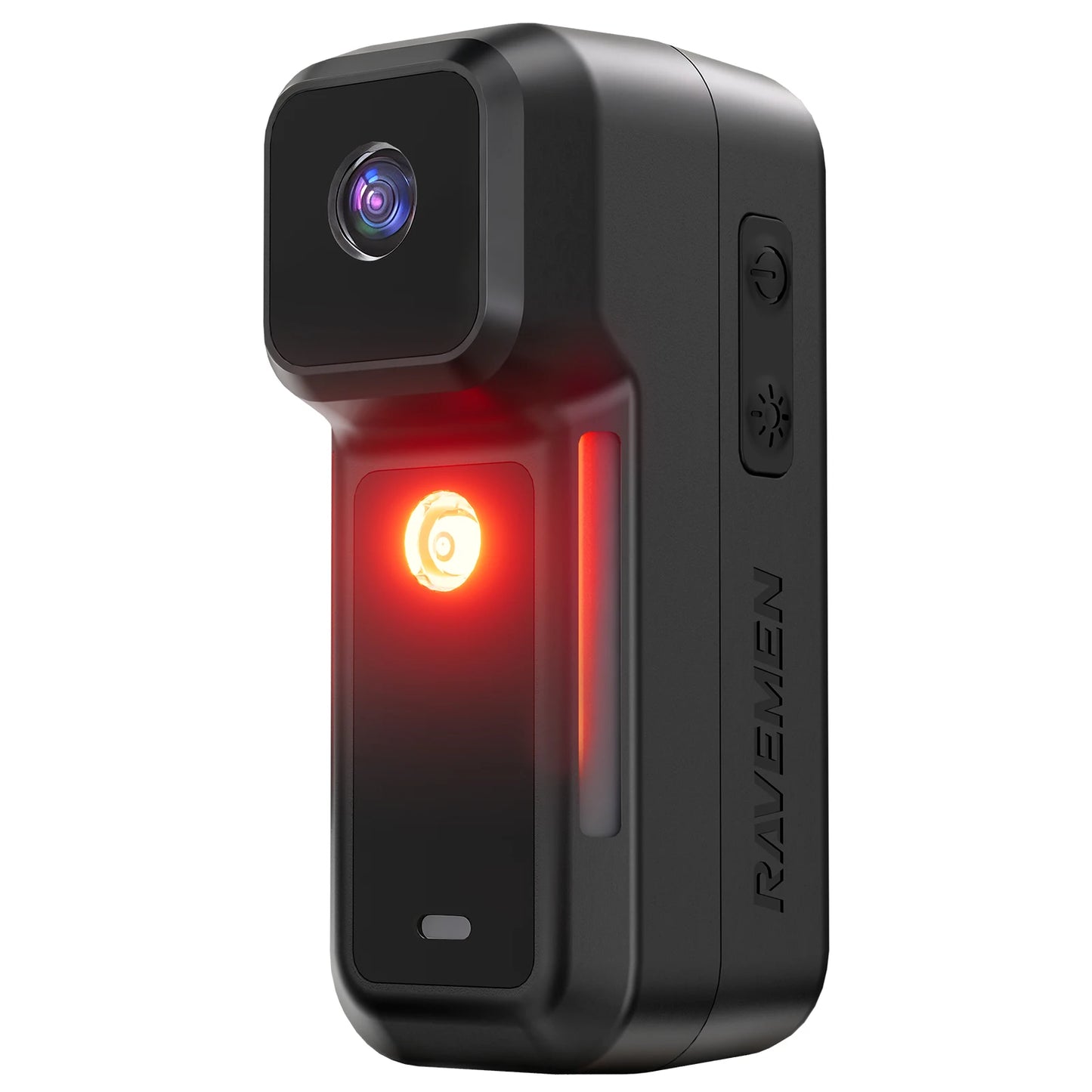 CougarBikes RAVEMEN NT301 camera tail light mounted on bike, showing its compact design and bright LED illumination for visibility.