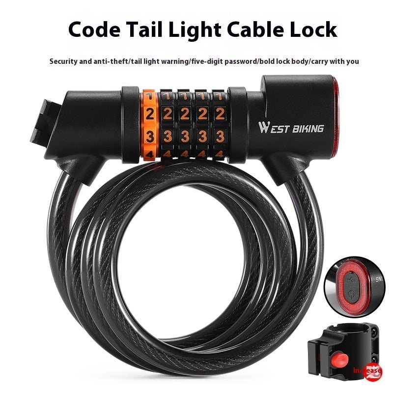 Bike Password Lock with Integrated Taillight - CougarBikes