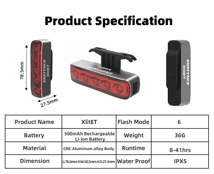 Enfitnix XlitET Smart Tail Light - CougarBikes