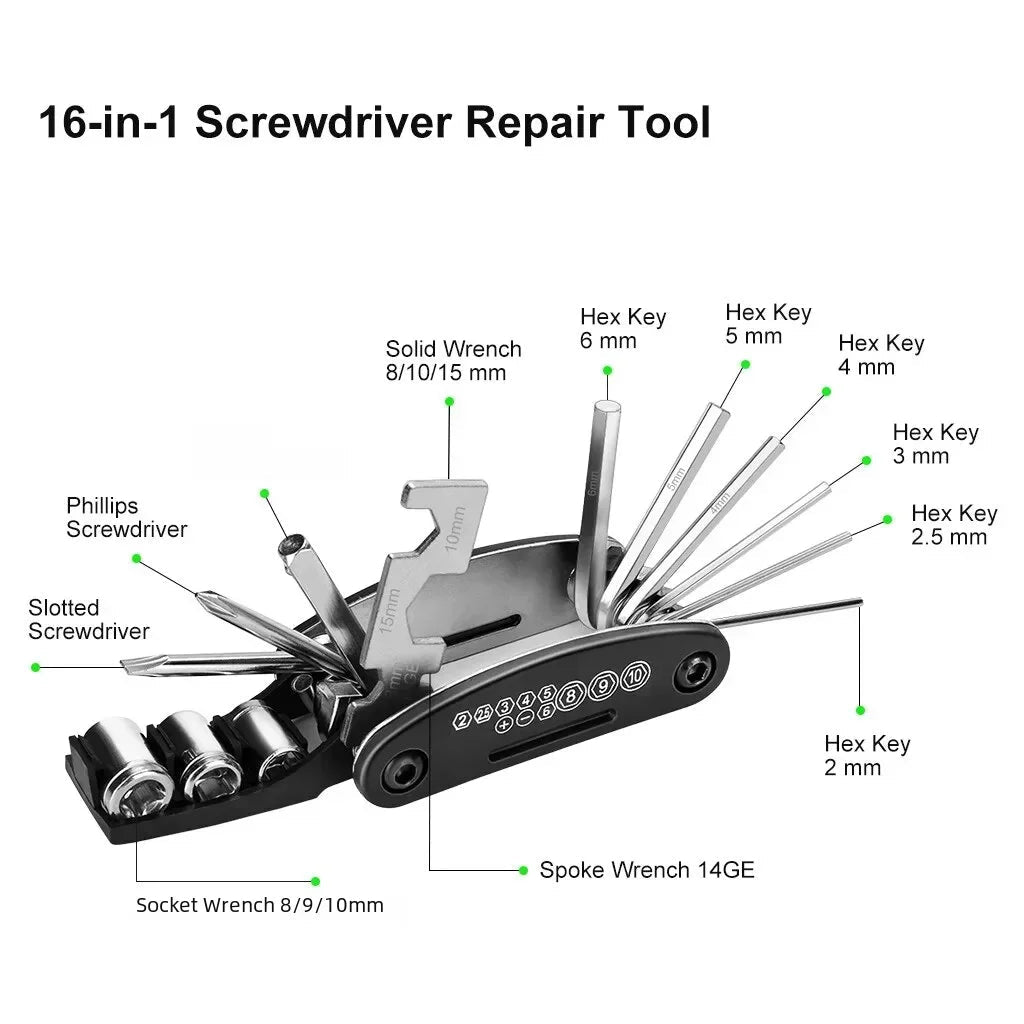 Portable Multi - Tool Repair Set for Road and Mountain Bikes - CougarBikes