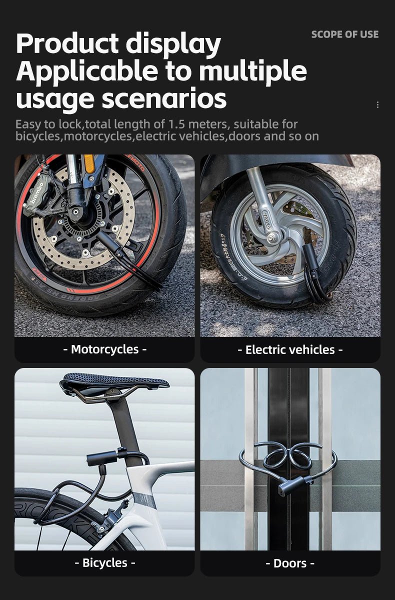 ROCKBROS Cable Lock Bike Anti Theft 115cm - CougarBikes