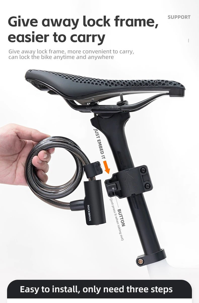 ROCKBROS Cable Lock Bike Anti Theft 115cm - CougarBikes