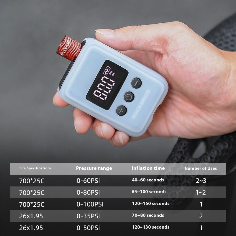 ROCKBROS Electric Bike Pump – Portable USB - C Rechargeable Tire Inflator - CougarBikes