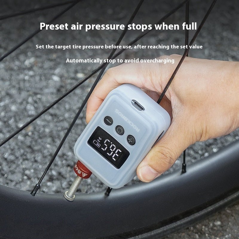 ROCKBROS Electric Bike Pump – Portable USB - C Rechargeable Tire Inflator - CougarBikes