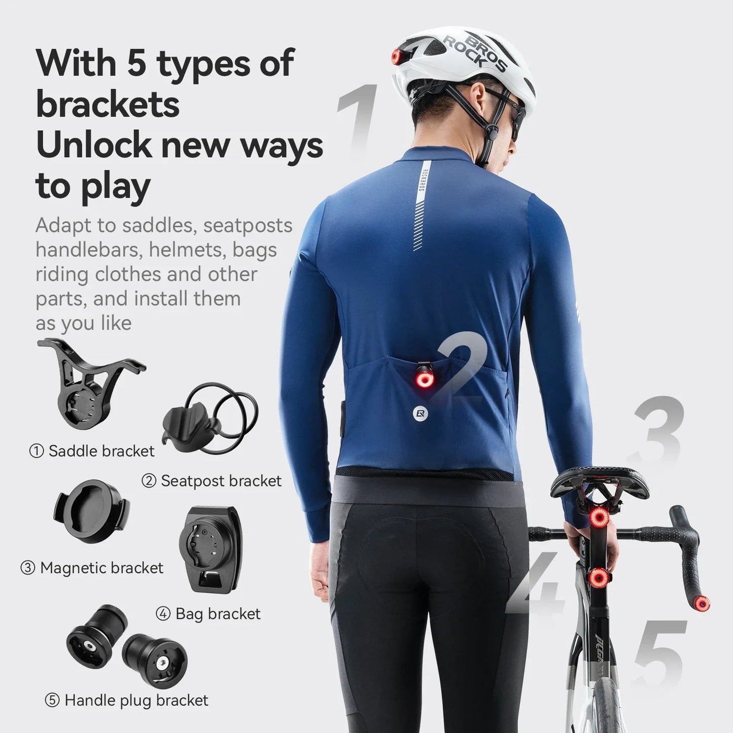 ROCKBROS Smart Bike Tail Light Brake Sensing Rechargeable Waterproof Light - CougarBikes