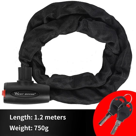 WEST BIKING Chain Lock Bike Anti Theft 1.2m - CougarBikes