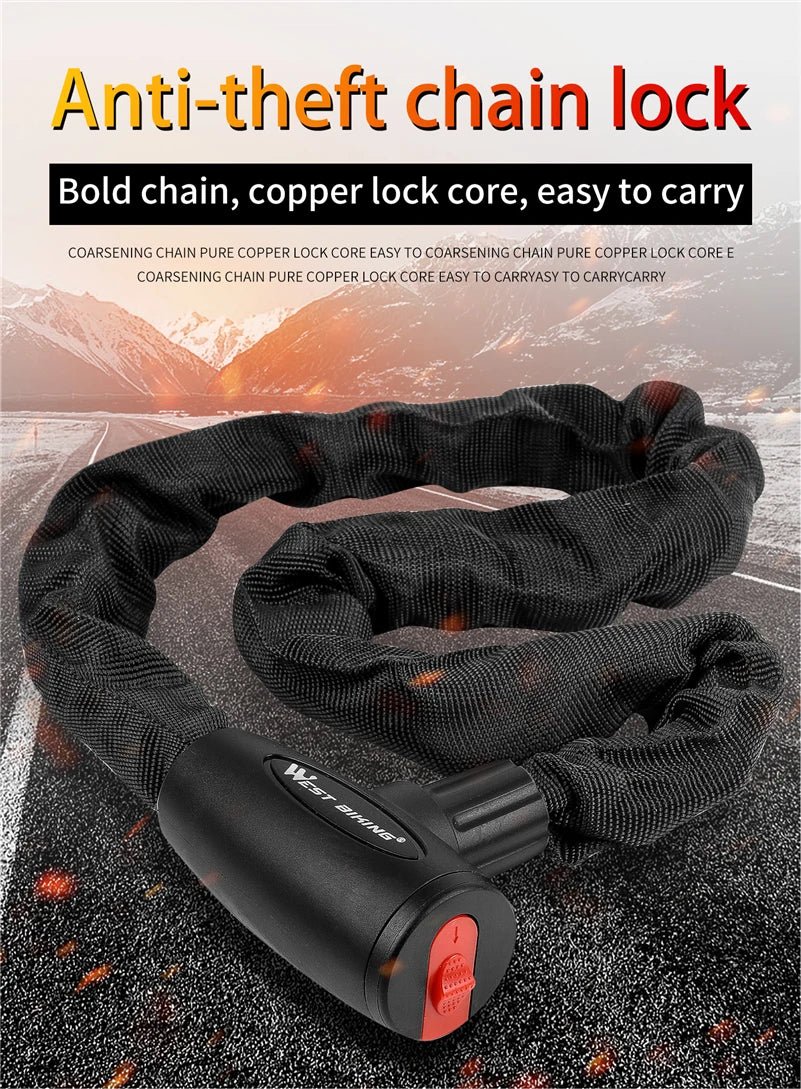 WEST BIKING Chain Lock Bike Anti Theft 1.2m - CougarBikes
