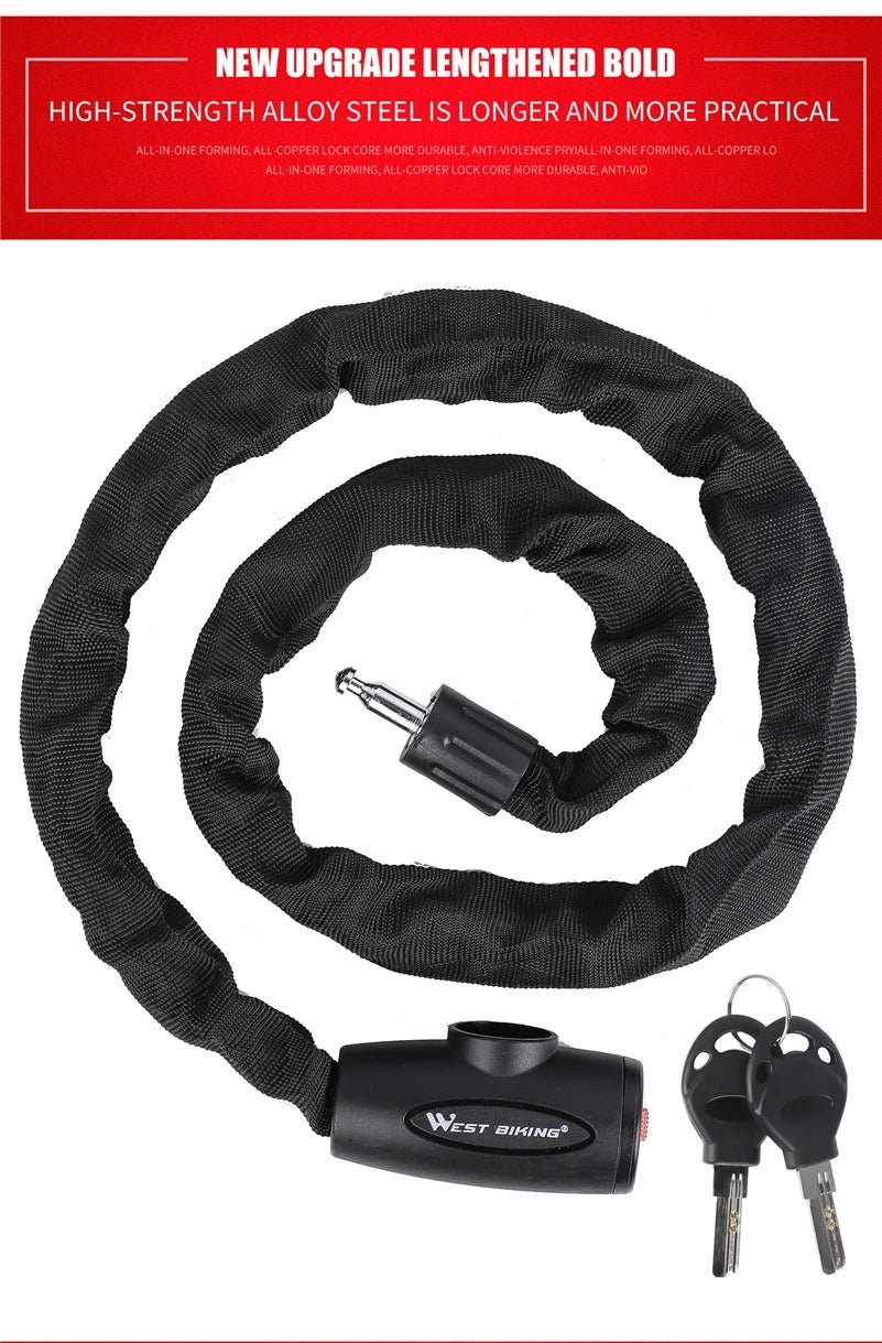 WEST BIKING Chain Lock Bike Anti Theft 1.2m - CougarBikes