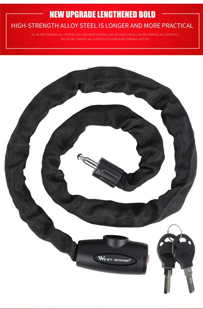 WEST BIKING Chain Lock Bike Anti Theft 1.2m - CougarBikes