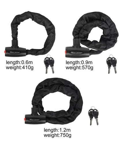 WEST BIKING Chain Lock Bike Anti Theft 1.2m - CougarBikes