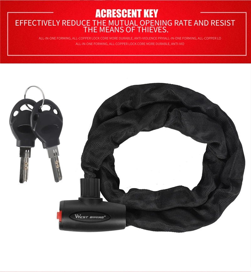 WEST BIKING Chain Lock Bike Anti Theft 1.2m - CougarBikes