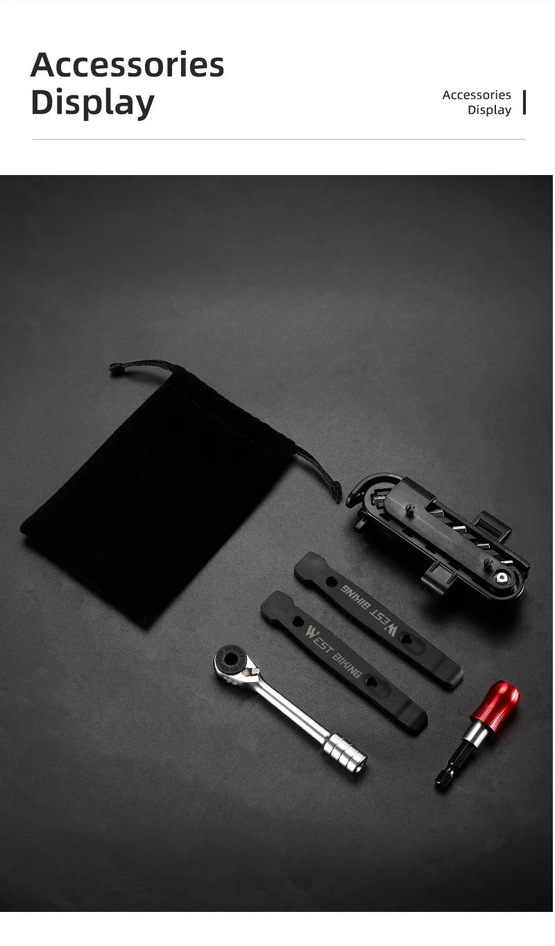 WEST BIKING Specialized Ratchet Wrench Bike Tool Kit 10 Bit Multifunction Repair Set - CougarBikes