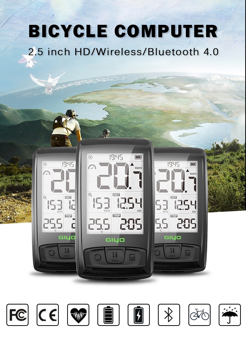 Wireless Bike Computer – 2.5” HD Bicycle Speedometer - CougarBikes